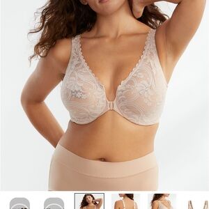 Glamorize WonderWire Front-Close Stretch Lace Bra in size 38 DD cafe